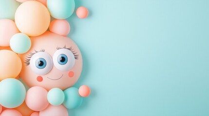 Poster - A whimsical cartoon character made of balloons and pastel colors