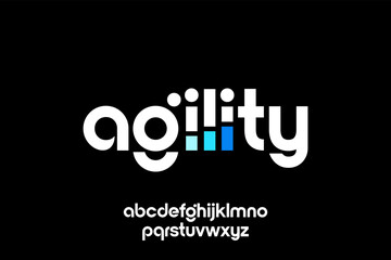  word of agility . modern minimalist clean alphabet font. lowercase bold typography vector illustration design