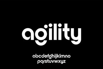 word of agility . modern minimalist clean alphabet font. lowercase bold typography vector illustrati