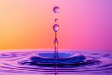 Poster - Three water droplets impacting a reflective water surface showing ripples