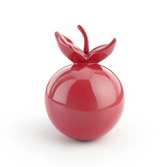 Poster - glossy red berry, stylized as a decorative fruit.