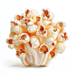 Poster - A detailed popcorn cluster, rendered in a realistic style.