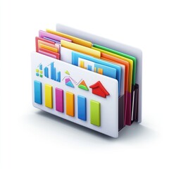 Poster - Colorful document folder with various business charts and icons.