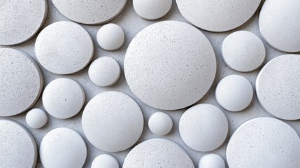 Aufkleber - Arrangement of textured white circles of varying sizes on surface