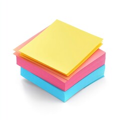 Poster - Colorful sticky notes stacked in a neat pile against a white background.