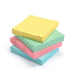 Poster - Stack of colorful sticky notes against a white background.