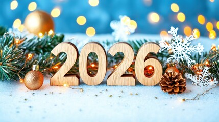 Poster - Wooden numbers 2026 for the new year