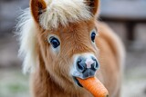 Adorable pony eating a carrot