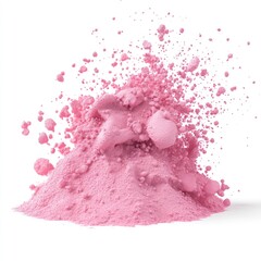 Poster - Pink powder explosion on a white background.