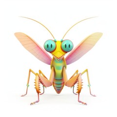 Poster - A vibrant, cartoonish praying mantis illustration against a plain background.