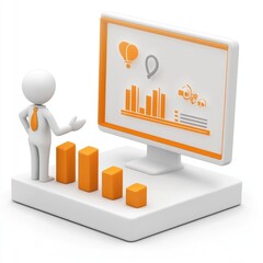 Aufkleber - 3d illustration of a presentation with data graphics.