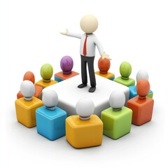 Poster - Colorful figures in a meeting or presentation.