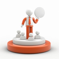 Poster - 3D illustration of a speaker addressing a small group.