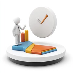 Poster - Business figure with a clock and progress indicators.