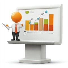 Poster - Orange figure presenting business growth chart.