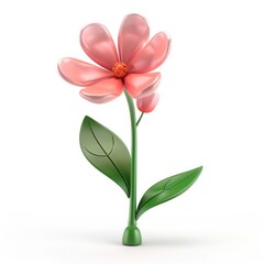 Poster - A stylized, three-dimensional pink flower design.