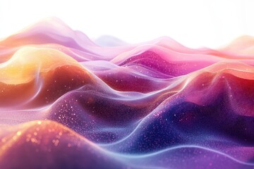 Aufkleber - Colorful waves of light create an ethereal landscape resembling a dreamlike galaxy with a gradient of soft hues and shimmering particles