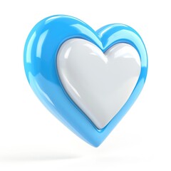 Poster - 3D rendered light blue heart icon with a white interior.