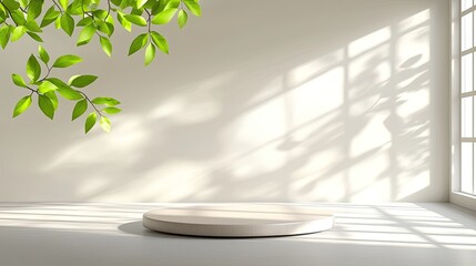 Aufkleber - light streams into a room with a round display platform
