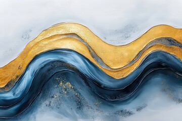 Fototapete - Waves of translucent fabric gracefully float above the calm water surface during a serene sunset, creating a mesmerizing interplay of light and color