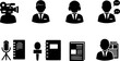 © Anomal - set of Cameraman, reporter, journalist pictogram icon in a collection with other items