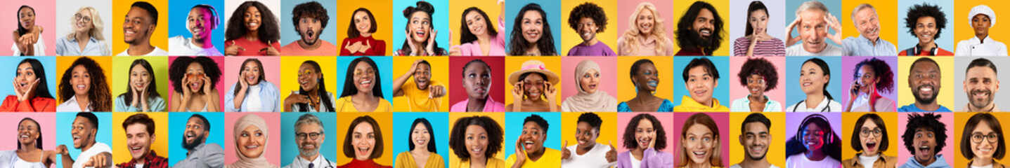 Poster - A lively collage features diverse individuals of various backgrounds, all showcasing joyful expressions.
