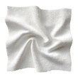 © SMURFFYx - A single crumpled white microfiber cloth for cleaning, isolated on a white background. Top view of the soft textured fabric.