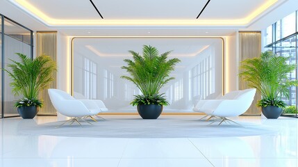 Poster - Bright welcoming waiting area with modern design and plants