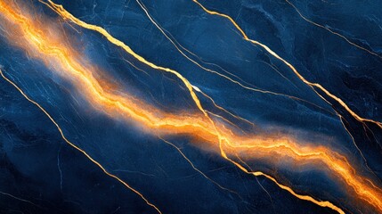 Aufkleber - Abstract navy blue background featuring bright golden lightning streaks