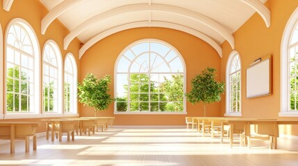 Poster - Bright and airy classroom filled with natural light and trees
