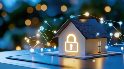Poster - Smart home security system shown with digital network connection