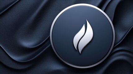Poster - Silver logo with flame design on a dark background