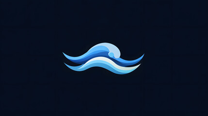 Aufkleber - A serene blue wave design, capturing the essence of ocean tranquility with smooth curves and a calming night backdrop.