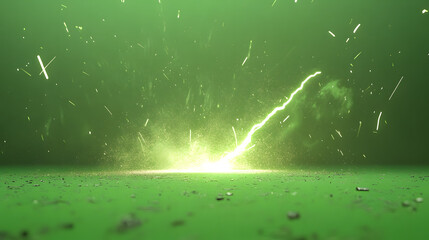 Aufkleber - A striking green lightning bolt ignites an explosion of particles on a vibrant green background.