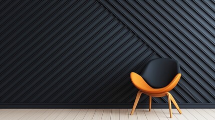 Aufkleber - Sleek black accent wall provides a striking backdrop for chair