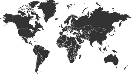  World Map Silhouette Graphic Global Continents Outline