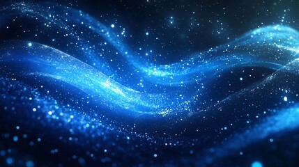 Aufkleber - Abstract Blue Sparkle Wave Background Digital Art Design Modern Elegant Luxury Premium Texture Glowing Shimmering Fantastic Vibrant Energy Light Dark Deep Fluid