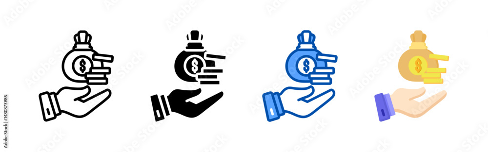 Income icon set bundle. Multi style icon collection perfect for ...