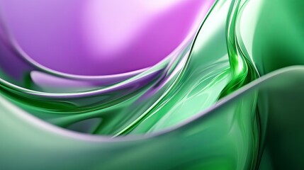 Poster - Abstract Green Purple Liquid Swirls Elegant Flowing Design Modern Background Texture Shiny Fluid Wave Gradient Artistic Image Digital Illustration Soft Color   