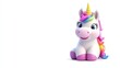 © CamBot - Cheerful cartoon unicorn 3 d render rainbow mane white background