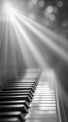 Poster - Close up of Piano Keys Illuminated by Soft Sunlight Creating a Minimalist Atmosphere