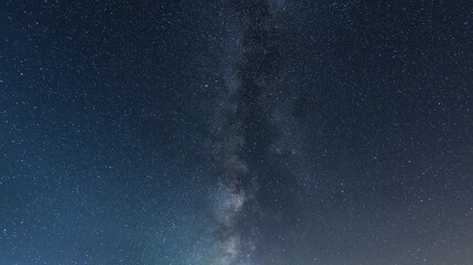 Wall Mural - beautiful night sky time lapse with milky way galaxy on dark sky. starry night background.