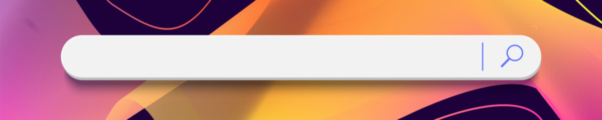 Wall Mural - 3d search bar internet browser engine on neon background for ui design, website interface element wi