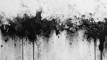 Poster - abstract black ink dripping texture grunge wall background design element modern artistic white grey