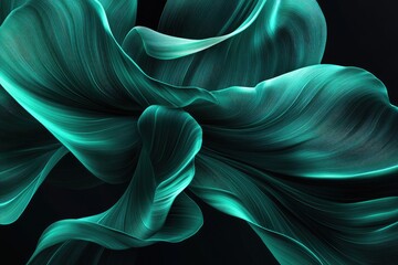Poster - A close-up view of a beautifully textured green plant leaf with smooth. flowing curves. set against a dark background. creating a serene and elegant atmosphere