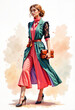 © LunaStar - Fashionable woman walking in vibrant outfit with stylish handbag