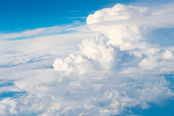 Wall Mural - blue sky with a few clouds. The sky is very bright and the clouds are scattered throughout. Beautiful cloud in blue sky. White fluffy clouds in the sky.
