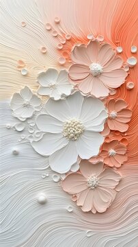 Abstract Floral Art Peach and Coral Pastel Blend