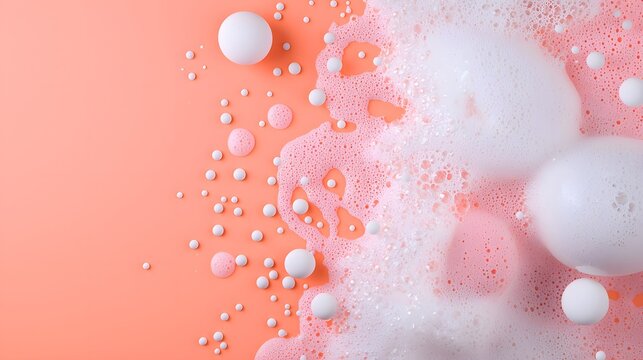 Abstract Pastel Foam Texture with Pink and White Bubbles