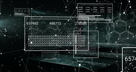 Poster - Floating clear dashboard displaying numeric readouts and graphs over green 3D network interface